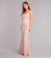 Addilyn Sequin Floral Lace Mermaid Dress