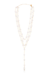 Pearl Coin Layered Lariat Necklace
