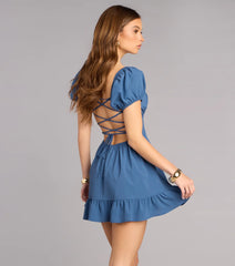 Sweet Moment Lace-Up Skater Dress