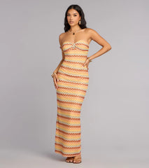 Golden Glow Strapless Maxi Dress