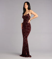 Primrose Velvet Pattern Lace-Up Formal Dress