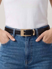 Engraved Rectangle Buckle Belt