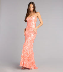 Janie Sequin Lace-Up Formal Dress