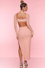 Embellished Maxi Skirt In Rose