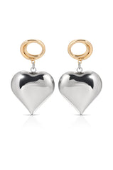 Chunky Heart Mixed Metal Earrings
