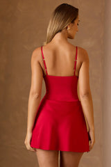 Cut-Out A-Line Mini Dress In Scarlet Red