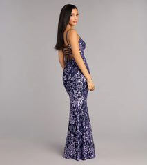 Rylee Sequin Lace-Up Formal Dress