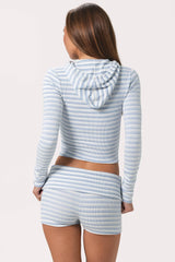 Ribbed Jersey Mini Shorts In Blue Stripe