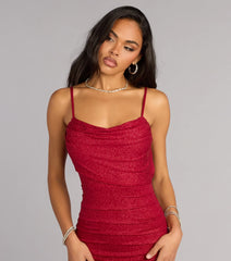 Amelie Ruched Glitter Knit Mermaid Dress