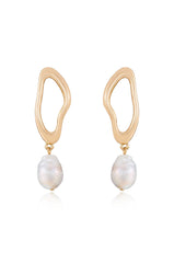 Open Circle Freshwater Pearl Earrings