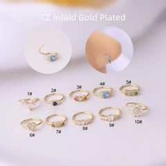 Chic Colorful Cz Inlaid Nose Piercing Nose Hoop