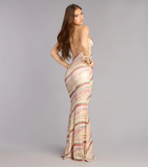 Janella Sequin Striped Formal Dress