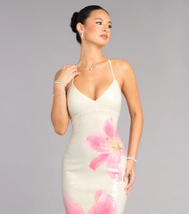 Maia Floral Print Sequin Mermaid Dress