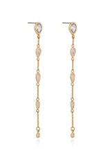 Dainty Bezel Crystal Dangle Earrings