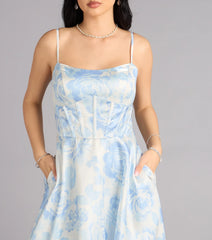 Jackie Floral Satin A-Line Ball Gown