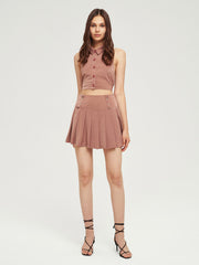 Solid Brown Collar Tank Top