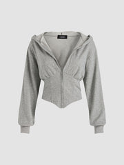Solid Hooded Corset Hoodie