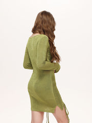 Ruched Bodycon Slit Mini Dress