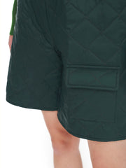Forest Green Quilted Midi Shorts