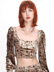 Midnight Flower Velvet Crop Top