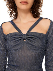 Glitter Hollow Out Mini Dress