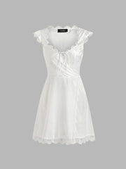 Lace Trim Wrap Mini Dress