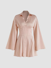 Satin Bell Sleeve Corset Dress