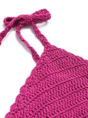 Solid One Shoulder Crochet Tank Top