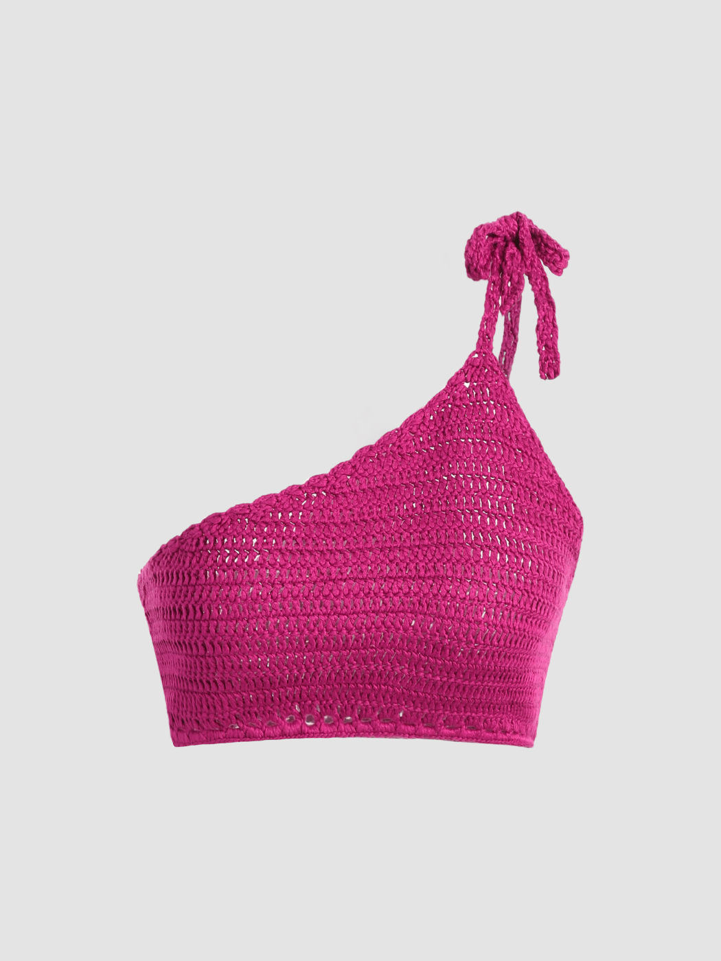 Solid One Shoulder Crochet Tank Top