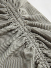 Rib Button Drawstring Midi Dress