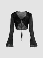 Solid Texture Crop Cardigan