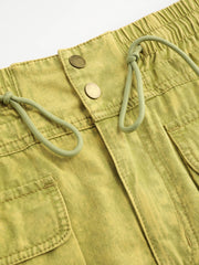 Denim Drawstring Pocket Mini Skirt