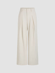 Cropped & Pleated Wide Leg Trousers