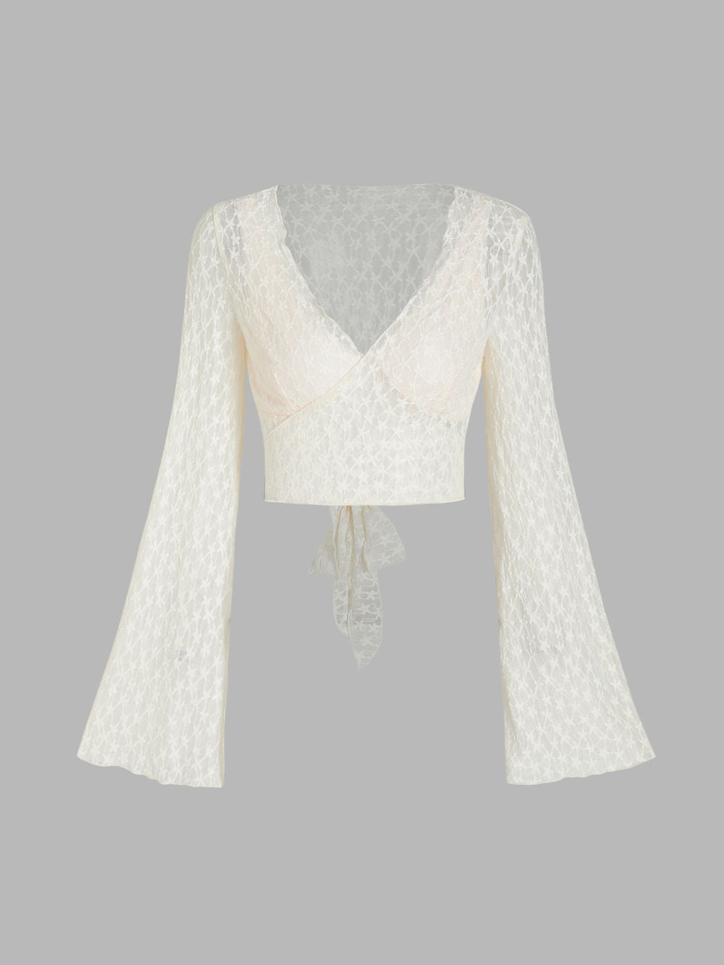 V-neck Floral Tie Back Crop Blouse