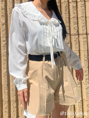 Solid A-Line High Waist Shorts