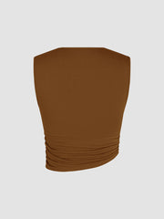 Solid Ruched Crop Tank Top