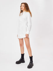 Button Up Collar Long Sleeve Mini Dress