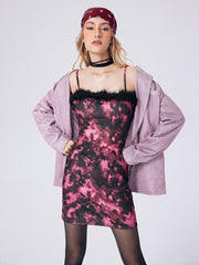 Glitter Notched Collar Oversized Blazer