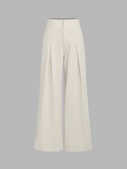 Low Rise Tie Back Pleated Wide Leg Jeans