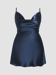 Solid Satin Cowl Neck Cami Mini Dress Curve & Plus