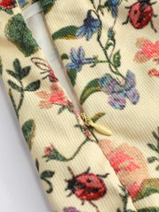 Lightweight Corduroy Floral Button Wide Leg Jumpsuit