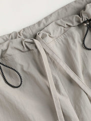 Solid Low Waist Knotted Cargo Pants