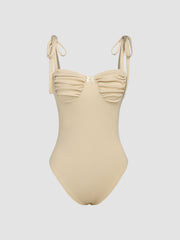 Shirred Bow Knotted Bodysuit