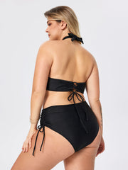 Solid Criss Cross Halter Underwire Bikini Set Curve & Plus