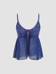 Contrast Mesh Knotted Cami Top