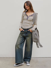 Mid Waist Baggy Jeans