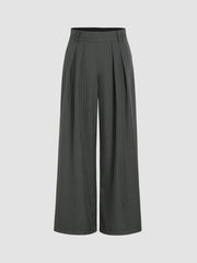 High Rise Pleated Wide Leg Trousers