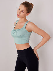 Solid Ruched Cami Crop Top
