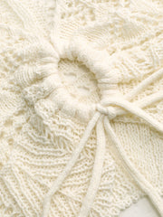 Crochet Tie Front Crop Top & Linen-blend Broderie Anglaise Ruffle Maxi Dress Curve & Plus