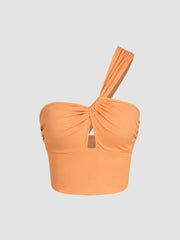 Asymmetrical Halter Cut Out Crop Top